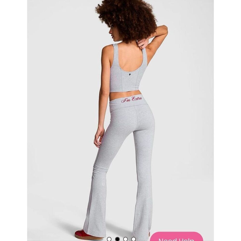 VS PINK valentines im extra grey red  flare yoga leggings pants xxl/2xl NwT